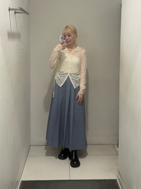 「SENSE OF PLACE by URBAN RESEARCH(センスオブプレイスバイアーバンリサーチ)の『洗濯可』フーディレースカットトップ(その他トップス、ホワイト系)」を使った、nanaさん(レディース・153cm)の春コーディネート