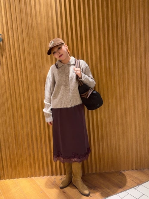 PUBLUX × GAP/ギャップ 別注 裾 レース サテン スカート　限定展開
