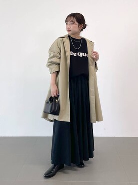 「ナチュラル」｜「アイテム（ステンカラーコート）」を使った、honokaさん（レディース・154cm）の冬コーディネート