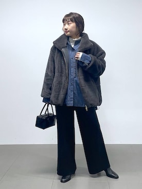 「BARNYARDSTORM（バンヤードストーム）のBARNYARDSTORM / ミンクライクコート（ブルゾン）」を使った、honokaさん（レディース・154cm）の秋コーディネート