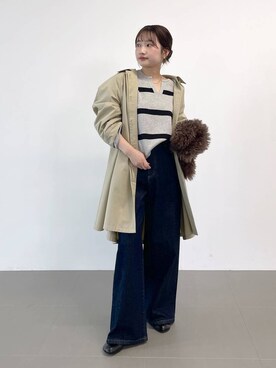 「ナチュラル」｜「アイテム（ステンカラーコート）」を使った、honokaさん（レディース・154cm）の冬コーディネート
