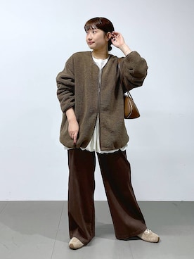「アイテム（ノーカラーコート）」を使った、honokaさん（レディース・154cm）の秋コーディネート