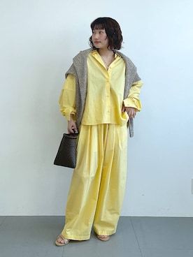 「BARNYARDSTORM（バンヤードストーム）のBARNYARDSTORM / タタックイージーパンツ＜セットアップ対応＞（その他パンツ、イエロー系）」を使った、honokaさん（レディース・154cm）の冬コーディネート