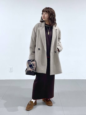 「アイテム（ピーコート）」を使った、honokaさん（レディース・154cm）の秋コーディネート