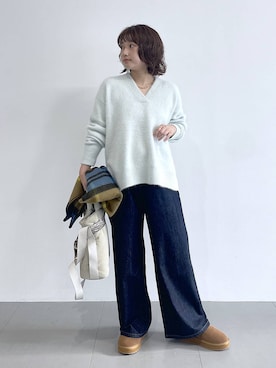 「OUTDOOR PRODUCTS（アウトドアプロダクツ）のBARNYARDSTORM / OUTDOORPRODUCTS / スエードトート（トートバッグ、グレー系）」を使った、honokaさん（レディース・154cm）の秋コーディネート