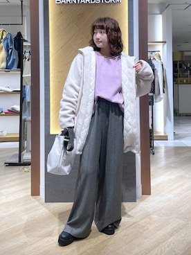 「アイテム（その他アウター、ホワイト系）」を使った、honokaさん（レディース・154cm）の冬コーディネート