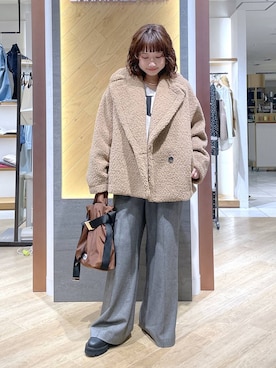 「アイテム（ピーコート）」を使った、honokaさん（レディース・154cm）の冬コーディネート