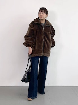 「UNIVERSAL OVERALL（ユニバーサルオーバーオール）のアイテム（ブルゾン）」を使った、honokaさん（レディース・154cm）の秋コーディネート