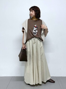 「BARNYARDSTORM（バンヤードストーム）のBARNYARDSTORM / 綿ローンギャザースカート / ハンドウォッシャブル（スカート、ホワイト系）」を使った、honokaさん（レディース・154cm）の冬コーディネート