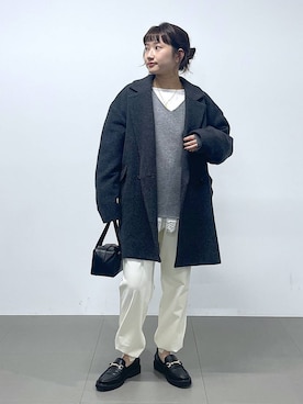 「アイテム（ピーコート）」を使った、honokaさん（レディース・154cm）の秋コーディネート