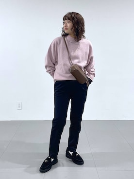 「アイテム（スラックス、ブラック系）」を使った、honokaさん（レディース・154cm）の秋コーディネート