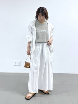 「BARNYARDSTORM（バンヤードストーム）のBARNYARDSTORM /  メッシュニット 【WEB限定カラー】（ニット/セーター、グリーン系）」を使った、honokaさん（レディース・154cm）の春コーディネート