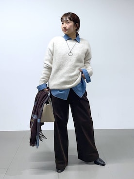 「BARNYARDSTORM（バンヤードストーム）のBARNYARDSTORM / ウォームストレッチチノパンツ / マシンウォッシャブル（チノパンツ）」を使った、honokaさん（レディース・154cm）の秋コーディネート