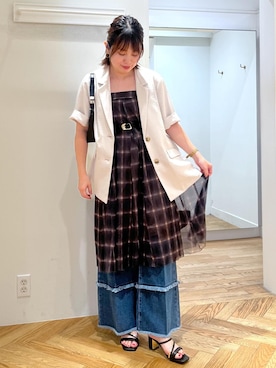 「羽織り」｜「アイテム（ジャケット/アウター）」を使った、fumi689さん（レディース・155cm）の夏コーディネート