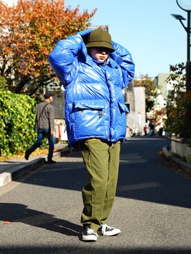 「MANASTASH（マナスタッシュ）のアイテム（ダウンジャケット/コート）」を使った、HANAさん（レディース・154cm）の秋コーディネート