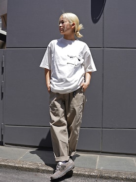 「MANASTASH（マナスタッシュ）のアイテム（チノパンツ）」を使った、HANAさん（レディース・154cm）の春コーディネート