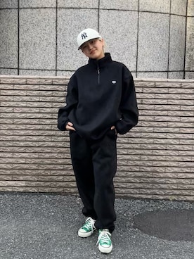 「MANASTASH（マナスタッシュ）のアイテム（スウェット）」を使った、HANAさん（レディース・154cm）の冬コーディネート