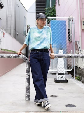 「MANASTASH（マナスタッシュ）のアイテム」を使った、HANAさん（レディース・154cm）の夏コーディネート