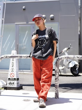 「MANASTASH（マナスタッシュ）のアイテム」を使った、HANAさん（レディース・154cm）の夏コーディネート