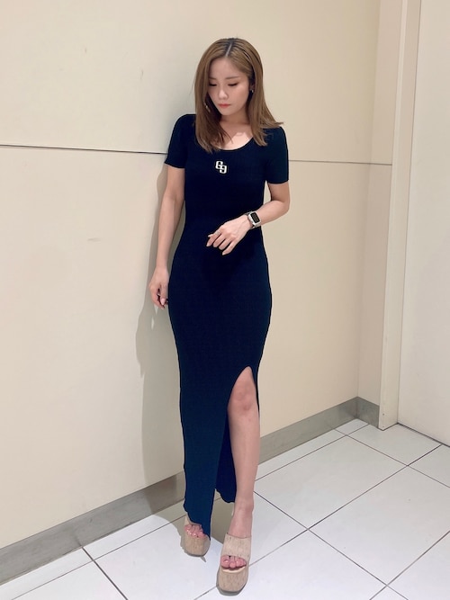GYDA GGプレートハーフスリーブLONGニットワンピース GGプレートハーフスリーブLONGニットワンピース（ワンピース