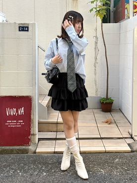 「アイテム（ネクタイ）」を使った、ﾕｽﾞ🌼*･さん（レディース・156cm）の秋コーディネート