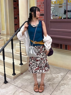 「3coins（3coins）のドローストリングショルダーバッグ（ショルダーバッグ、シルバー系）」を使った、ﾕｽﾞ🌼*･さん（レディース・156cm）の秋コーディネート