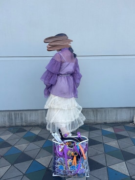 「アイテム（チュニック）」を使った、きみさん（レディース・148cm）の夏コーディネート