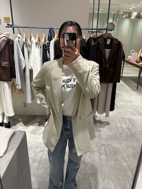 「SHENERY（シーナリー）のトロテーラードジャケット（テーラードジャケット、ベージュ系）」を使った、MIYAGAWA_165㎝さん（レディース・165cm）の冬コーディネート