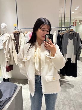 「SHENERY（シーナリー）の【インフルエンサー＠akane_nagataコラボ】ツイードジャケット（ジャケット/アウター、ホワイト系）」を使った、MIYAGAWA_165㎝さん（レディース・165cm）の春コーディネート
