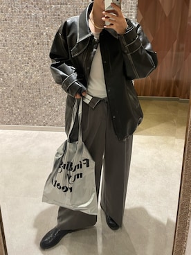 「SHENERY（シーナリー）のアイテム（ライダースジャケット）」を使った、MIYAGAWA_165㎝さん（レディース・165cm）の冬コーディネート