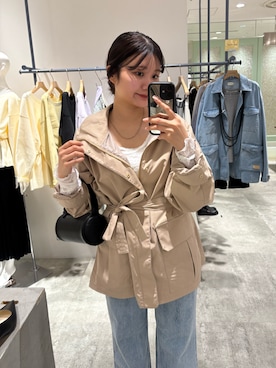 「SHENERY（シーナリー）のミリタリージャケット（ミリタリージャケット、ベージュ系）」を使った、MIYAGAWA_165㎝さん（レディース・165cm）の春コーディネート