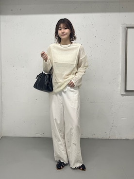 「URBAN RESEARCH DOORS（アーバンリサーチドアーズ）のエンブロイダリーレースイージーパンツ（その他パンツ、ホワイト系）」を使った、Natsumi    さん（レディース・171cm）の春コーディネート