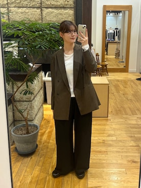 「URBAN RESEARCH DOORS（アーバンリサーチドアーズ）のMelange Tweed Jacket（テーラードジャケット、ブラウン系）」を使った、Natsumi    さん（レディース・171cm）の秋コーディネート