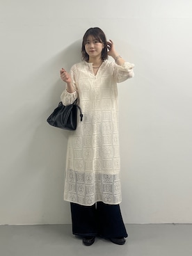 「URBAN RESEARCH DOORS（アーバンリサーチドアーズ）のレースワンピース（ワンピース、ベージュ系）」を使った、Natsumi    さん（レディース・171cm）の春コーディネート