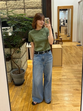 「URBAN RESEARCH DOORS（アーバンリサーチドアーズ）の『別注』PETIT BATEAU×DOORS　POINTCOCOTTE T-SHIRTS（Tシャツ/カットソー、グリーン系）」を使った、Natsumi    さん（レディース・171cm）の夏コーディネート