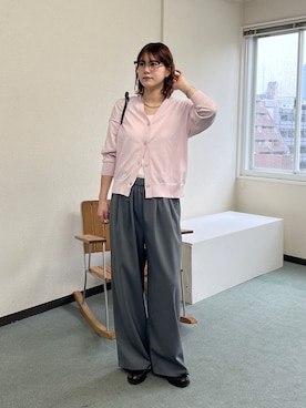 「URBAN RESEARCH DOORS（アーバンリサーチドアーズ）の『UR TECH』サマシェアニットカーディガン（カーディガン/ボレロ、ピンク系）」を使った、Natsumi    さん（レディース・171cm）の春コーディネート