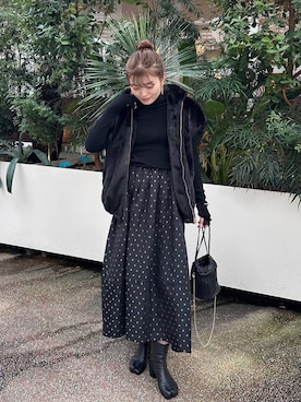 「アイテム（バングル/リストバンド）」を使った、sakataさん（レディース・160cm）の冬コーディネート