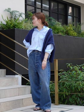 「Curensology（カレンソロジー）のCurensology(カレンソロジー)/＜&RC＞ワイドルーズデニムパンツ（デニムパンツ）」を使った、sakataさん（レディース・160cm・20代）の夏コーディネート