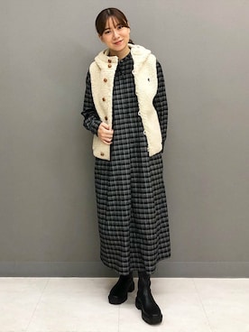 「アイテム（シャツワンピース）」を使った、kabaさん（レディース・160cm）の秋コーディネート