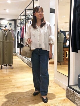 「URBAN RESEARCH DOORS（アーバンリサーチドアーズ）のラメ刺繍ブラウス（シャツ/ブラウス）」を使った、kabaさん（レディース・160cm）の秋コーディネート