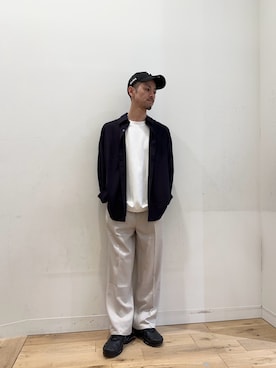「SENSE OF PLACE by URBAN RESEARCH(センスオブプレイスバイアーバンリサーチ)のウールライクピンストライプシャツ(シャツ/ブラウス、ブルー系)」を使った、xxxcanxxxさん(メンズ・170cm)の秋コーディネート