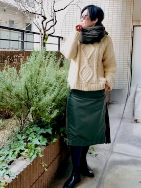 「MARGARET HOWELL（マーガレットハウエル）のアイテム」を使った、yudetamagoさん（レディース・171cm）の冬コーディネート