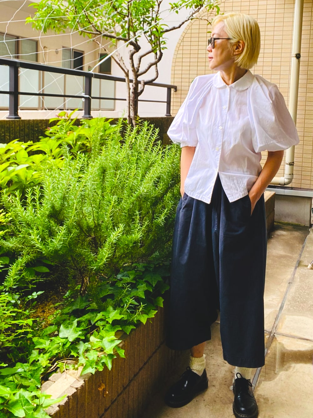 COMME des GARCONS SHIRT GIRL パッチワーク丸襟シャツ コムデギャルソンシャツCOMME des GARCONS SHIRT フロントパッチ