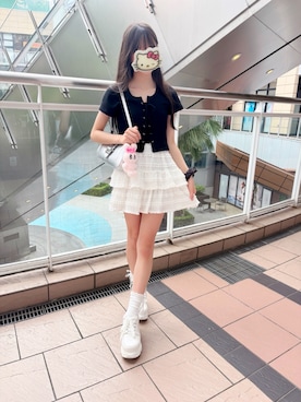 「アイテム（スカート）」を使った、miiiさん（キッズ・153cm）の秋コーディネート