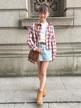 「アイテム（ブーツ）」を使った、miiiさん（キッズ・154cm）の秋コーディネート