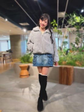 「アイテム（ブーツ）」を使った、miiiさん（キッズ・156cm）の秋コーディネート