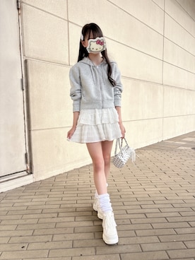 「アイテム（ヘアアクセサリー）」を使った、miiiさん（キッズ・154cm）の秋コーディネート