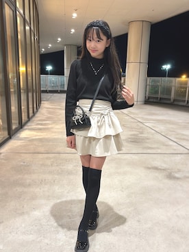 「アイテム（バッグ）」を使った、miiiさん（キッズ・153cm）の秋コーディネート