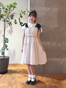 「mezzo piano Junior（メゾピアノジュニア）のアイテム（ワンピース/ドレス、ホワイト系）」を使った、strawberryさん（キッズ・157cm）の夏コーディネート