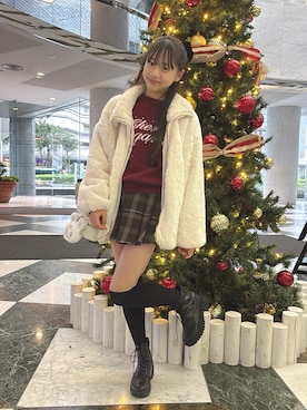 「アイテム（スカート）」を使った、miiiさん（キッズ・156cm）の冬コーディネート